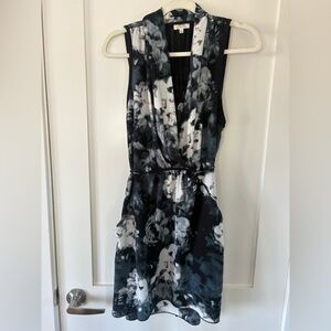 Wilfred Aritzia floral patterned Sabine mini dress faux wrap moody feminine M